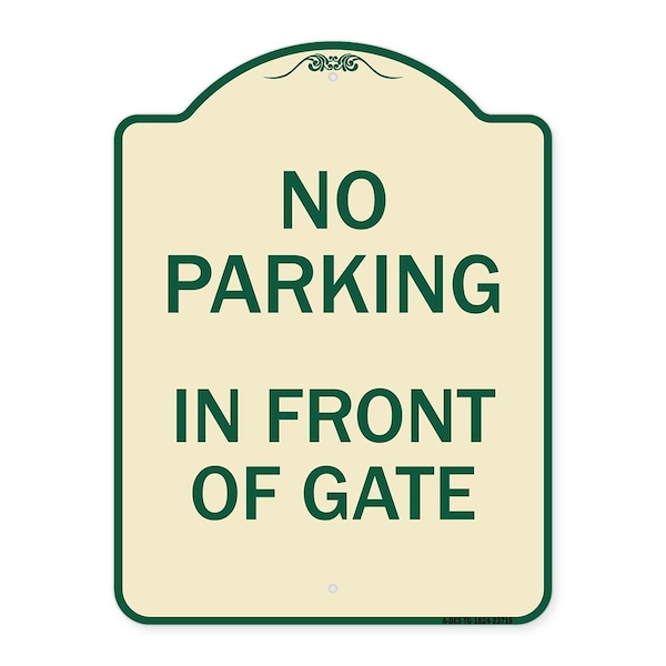 Signmission No Parking in Front of Gate Heavy-Gauge Aluminum Architectural Sign, 24" x 18", TG-1824-23719 A-DES-TG-1824-23719 - main